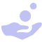 an icon illustration of a hand holding coins