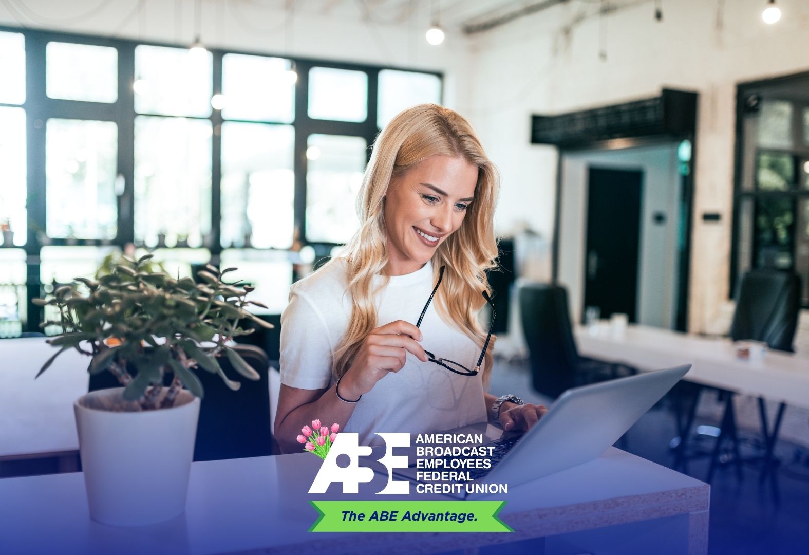 happy woman using laptop