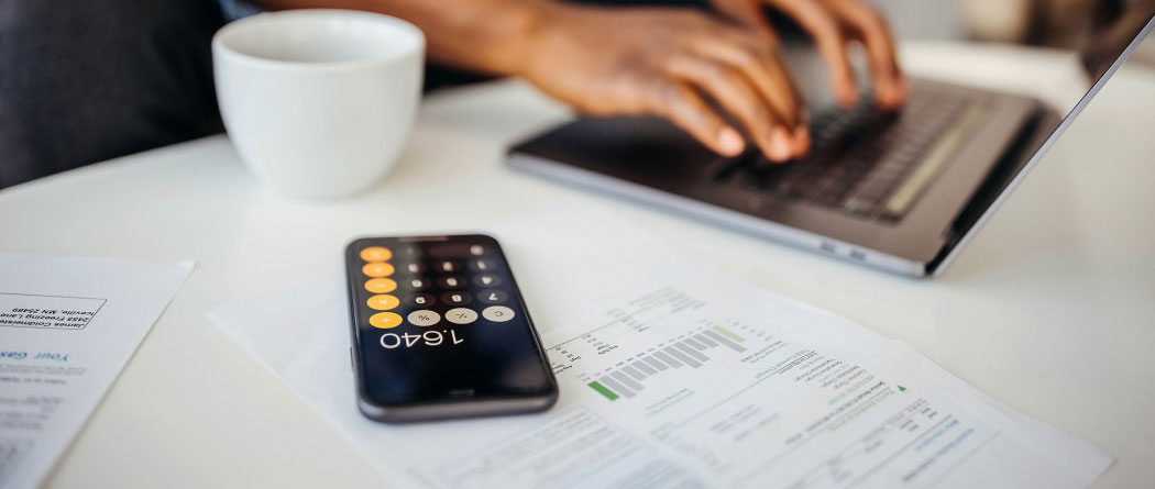 a smartphone with the screen showing the calculator app