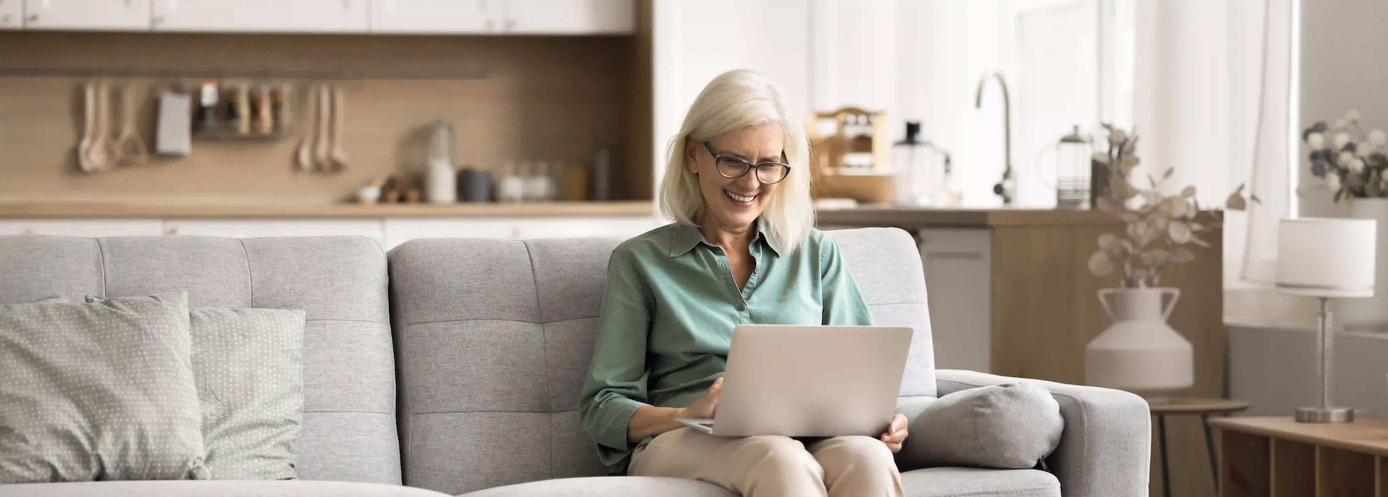 older woman using laptop